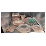 Depression Glass  pieces.  Some with chips