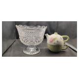 Tea For 1 & Large Compote. Both Good Condition