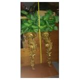 Pair of 22" Golden Decorative Wall Sconces