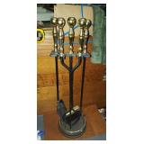 Fireplace Set, Brass and Black, Poker,  Log