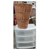 21" Tall Wicker Clothes Basket Good Condition