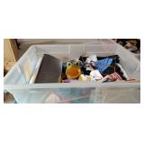 Good 28qt.Clear  Tote with Lid.  Includes misc.