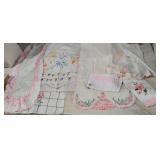 Tote Lot of Embroidery Linens.  Lots of Linens.