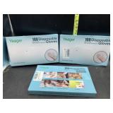 3 packs of 100 disposable gloves- one size