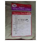Magnetic list of emergency numbers