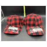 2 Buffalo plaid hats - new