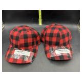 2 Buffalo plaid hats - new