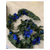Christmas garland with blue decor