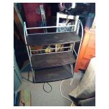 3 tier blk/grey stand made of metal and wood very