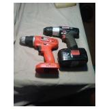 Two cordless unworking drills. Craftsman has