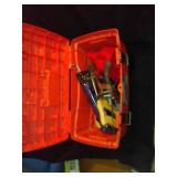 Homer box toolbox with assorted tools. Box has