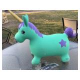 Air filled bouncy unicorn with hand pump - like