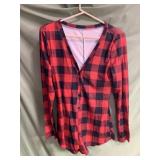 Ladies red flannel bodysuit - medium