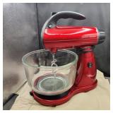 Red MixMaster 12 Speed  Works Good ,Dough Hooks,