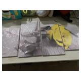4 framed canvas prints - yellow rose grey