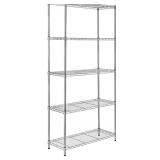 5 tier square wire shelving - chrome - 17.7 x