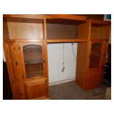 Large Oak Entertainment Center w/ 2 side cabinets