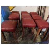 Red Leather Barstools - Lot of 3 (Group 3)