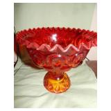 Amberina Fluted Compote