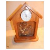 Handcrafted Oak Quartz Clock - Deer