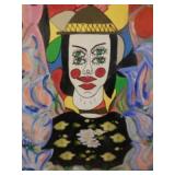 Oil On Canvas - 4 Eyed Woman 2 sets of Lips