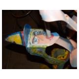 Iron Sculpture - Woman w/horn, witch hat