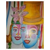 Oil on Canvas Man in Top Hat with Lady