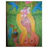 Oil On Canvas - Lady with Birds
