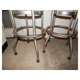 Retro Chrome Base Bar Stools (2) with Red Seats