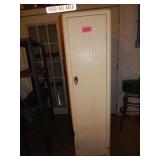 Retro Single Door White Metal Cabinet 6 Shelves