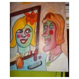 Acrylic On Canvas -  Woman Looking In Mirror