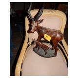 Large Antelope w/Baby  - Wood Carved