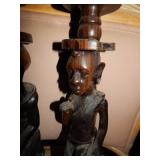 Pair of Wood Carved Candle Holders Man & Woman