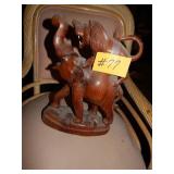 Wood (Teak?) Elephant With Lion on Back