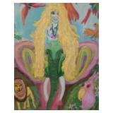 ACRYLIC ON CANVAS GIRL ON ELEPHANT