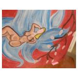 ACRYLIC ON MASONITE - LADY ON FLOWERS