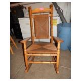Oak Woven Bottom Rocking Chair
