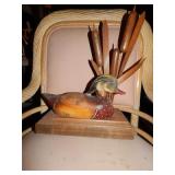 Wood Duck Decoy on Cattail Display