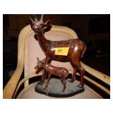 Large Antelope w/Baby  - Wood Carved