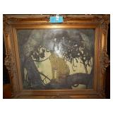 Cheetah In Tree - Framed - Signed Dick Manlin