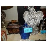 Angel Statue, Blue Bottle, Hinged Lid Box