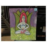 WOMAN WITH KITTY ACRYLIC