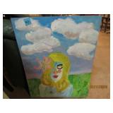 YELLOW HAIR LADY - OIL? ON BOARD