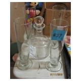Glass Decanter & 4 Pilsner Glasses