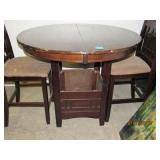 BAR HEIGHT TABLE AND 2 BAR STOOLS