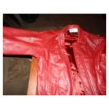 Carlo Rimini Leather Coat Sz. M Red