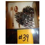 2 Stick Pins - Cameo, Initial C, Shoe Buckles