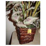 Brown Wicker Planter w/ Artificial Plant
