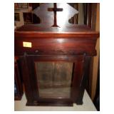 Antique Wall Cabinet w/Cross Design On Top