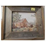 Country Garage Framed Art - Primitive Wood Frame